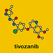 Tivozanib cancer drug molecule, illustration