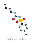 Tolbutamide diabetes drug molecule, illustration