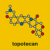 Topotecan cancer drug molecule, illustration