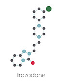 Trazodone antidepressant and anxiolytic drug, illustration