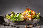 Pear with goat cheese and walnuts