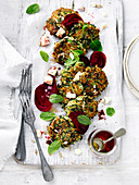 Cavolo Nero Fritters with Pickled Beetroot