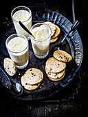 Lemon mousse with lemon and pink pepper shortbread