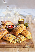 Cheese and onion rolls festive vegetarian