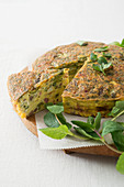 Frittata de pasqua (Easter omelette with innards, asparagus and ham, Italy)