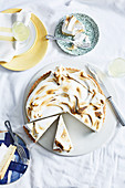 Limoncello and basil meringue pie