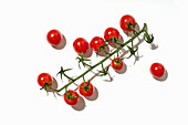 Healthy cherry tomatoes on white background