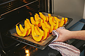 Pumpkin being roasted