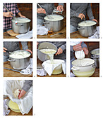 Cream cheese and whey being made