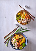 Asian noodles with shredded turkey