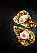 Spicy sausage and egg naan