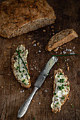 Seeded bread with butter, chives and sea salt