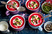 Beetroot cream soup with mint pesto