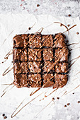 Double Chocolate Brownies Drizzled In Milk Chocolate And Sprinkled WIth Sea Salt
