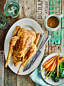 Roast chicken with fennel, rosemary and garlic butter