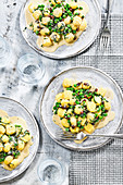 Gnocchi with peas and pancetta