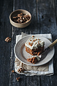 Vegan carrot cake with tofu cream cheese frosting