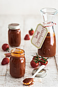 Rhubarb and strawberry ketchup with tomatoes