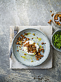 Burrata with savoury granola