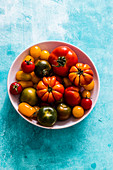 Heirloom tomatoes in a bowl