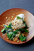 Long-stemmed broccoli, smoked yogurt and peanuts