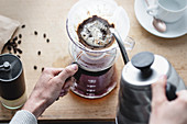 Brewing coffee with a coffee filter