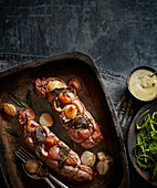 Pork fillet stuffed with caramelised shallot