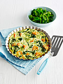 Hot-smoked salmon and broccoli crustless quiche