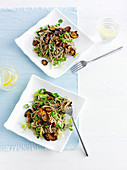 Soba noodle salad with teriyaki mushrooms