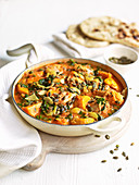 Spiced chicken, spinach and sweet potato stew