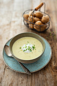 Creamy potato soup with leek