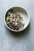 Mushroom rice with butter and parsley