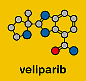 Veliparib cancer drug molecule, illustration