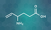 Vigabatrin epilepsy drug molecule, illustration