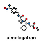 Ximelagatran anticoagulant drug molecule, illustration