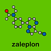 Zaleplon hypnotic drug molecule, illustration