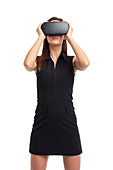 Woman using virtual reality headset