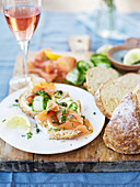 Smoked salmon, cucumber, capers and soda bread
