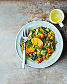 Spinach, sweet potato and lentil dhal