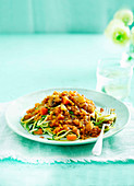 Lentil ragu with courgetti