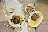 Turkish dishes with veal liver and kidneys