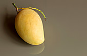 A mango on a grey surface