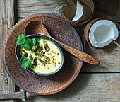 Asian lentil soup with coconut milk and coriander
