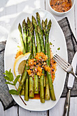Green asparagus with passion fruit vinaigrette