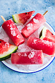 Watermelon ice popsicles