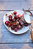 Cherries dusted with powdered sugar