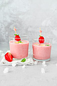 Smoothie with milk banana and fresh strawberry
