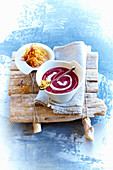 Beetroot soup with potato straws