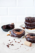 Vegan Chocolate Donut with Chocolate cream and Almonds
