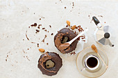 Vegan Chocolate Donut with Chocolate cream and Almonds